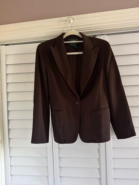 Ralph Lauren Chocolate Brown Wool Single-Button Blazer